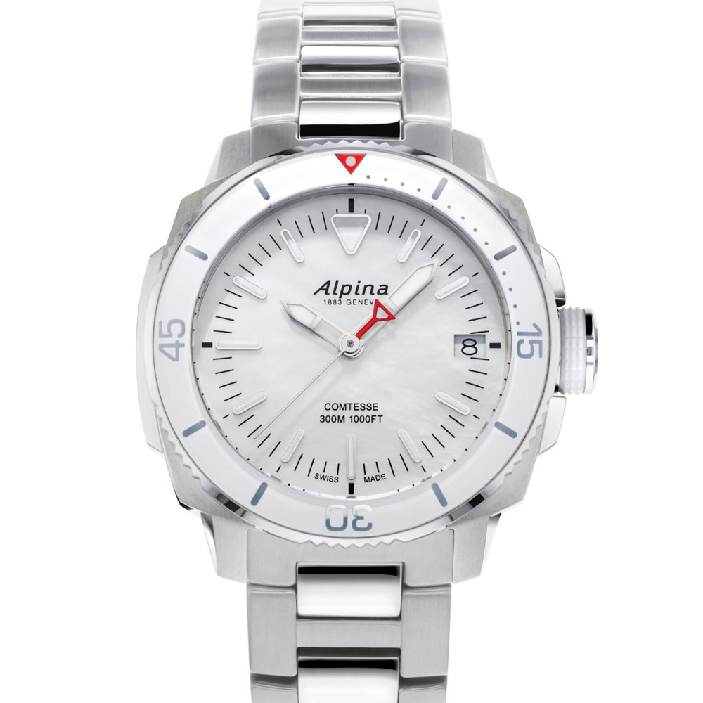 Reloj Alpina Diver Comtesse Cuarzo Plateado con Blanco