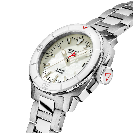 Reloj Alpina Diver Comtesse Cuarzo Plateado con Blanco