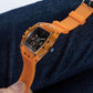 Reloj Guess Phoenix Policarbonato Transparente Con Correa Naranja