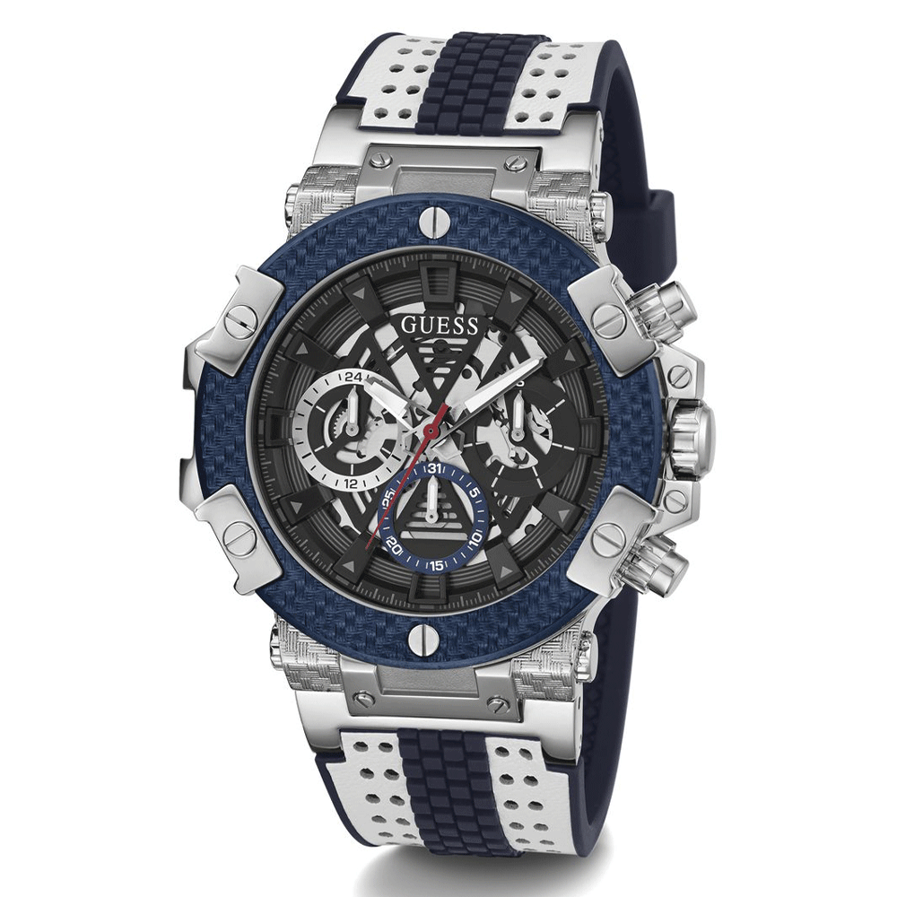 Reloj Guess Carbon Plateado/ Azul