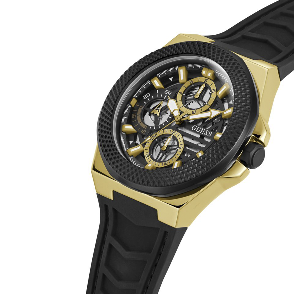 Reloj Guess Front Runner Multifunción Negro- Dorado