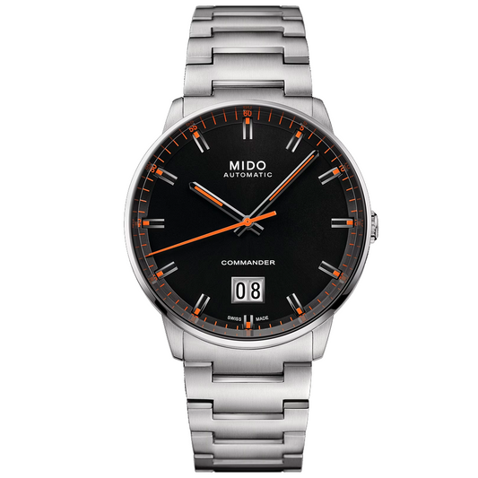 Reloj Mido Commander Fondo Negro con Naranja