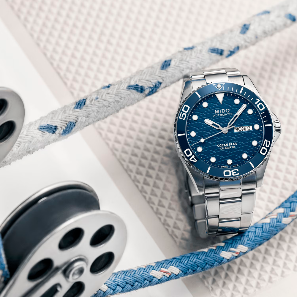 Reloj Mido Ocean Star de Acero con Esfera Azul