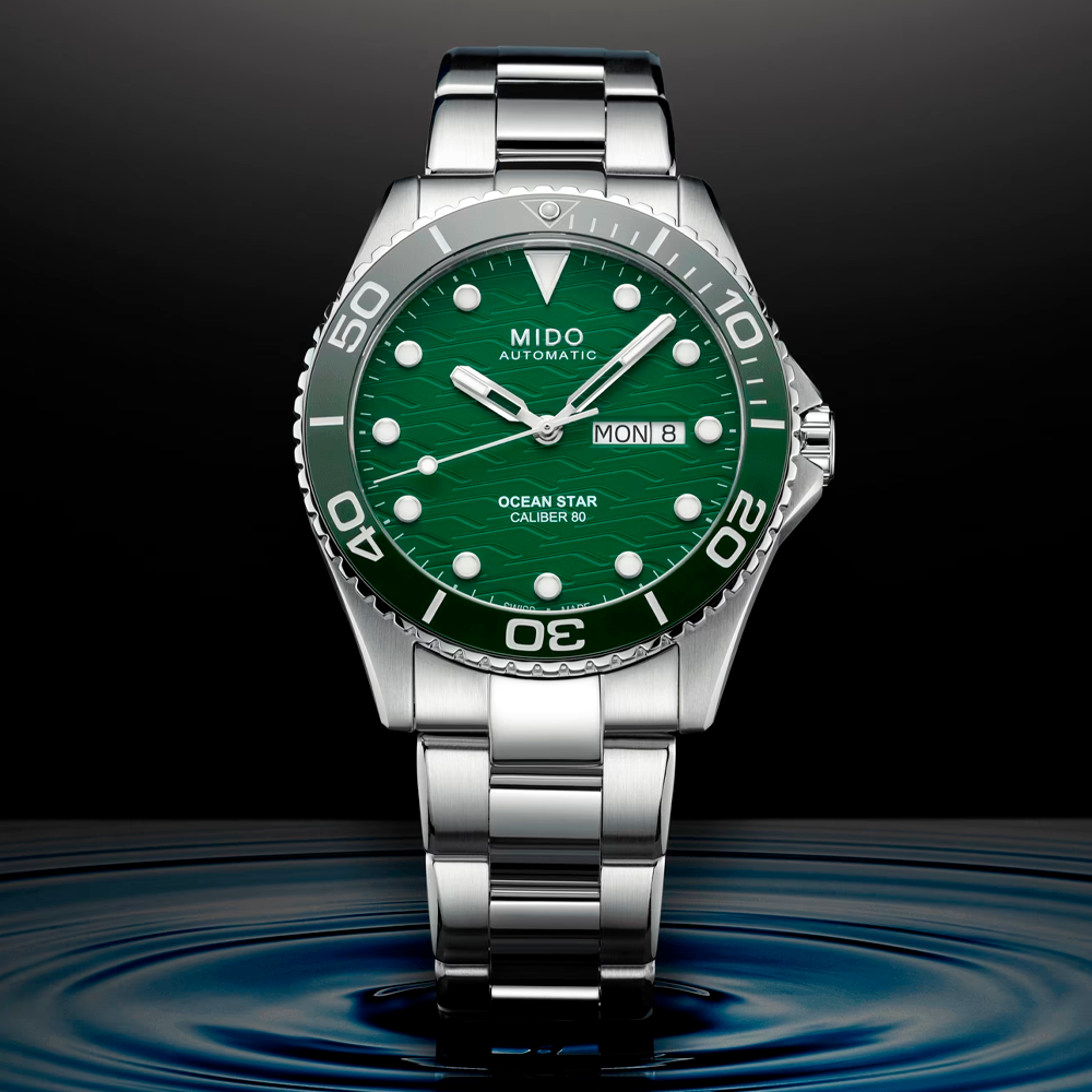 Reloj Mido Ocean Star de Acero con Fondo Verde