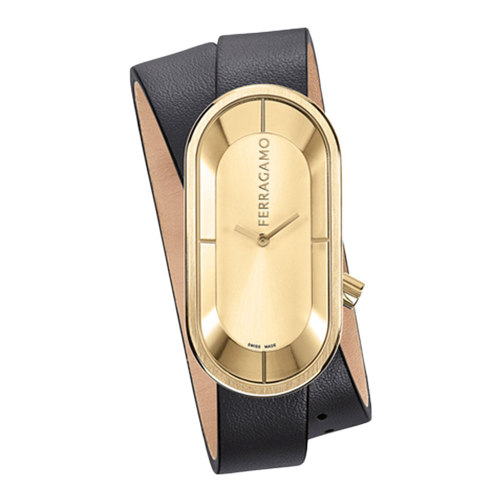 Reloj Ferragamo Curve Cuero - Dorado