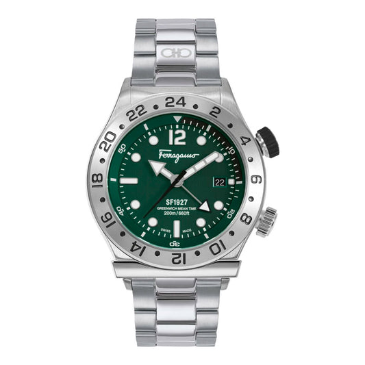 Reloj Ferragamo 1927 Plata con Esfera Verde GTM