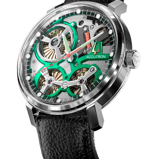 Reloj Accutron con Bobina de Acero Inoxidable Color Verde